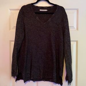 NWOT dark Charcoal/Black Distressed Sweater
